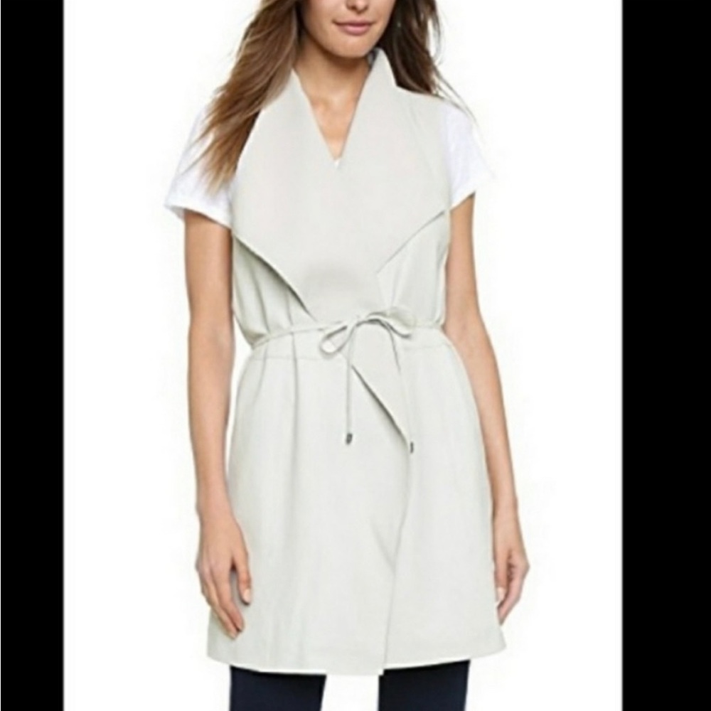 Vince grey goat leather tie vest